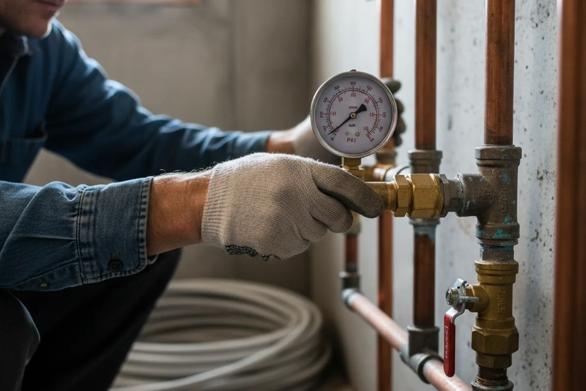 Pressure testing a repaired line during Water Line Repair in Maple Falls